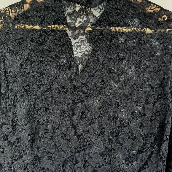 Vintage i.D Hot Couture Black Lace Goth Long Sleeve Blouse M - Picture 6 of 6
